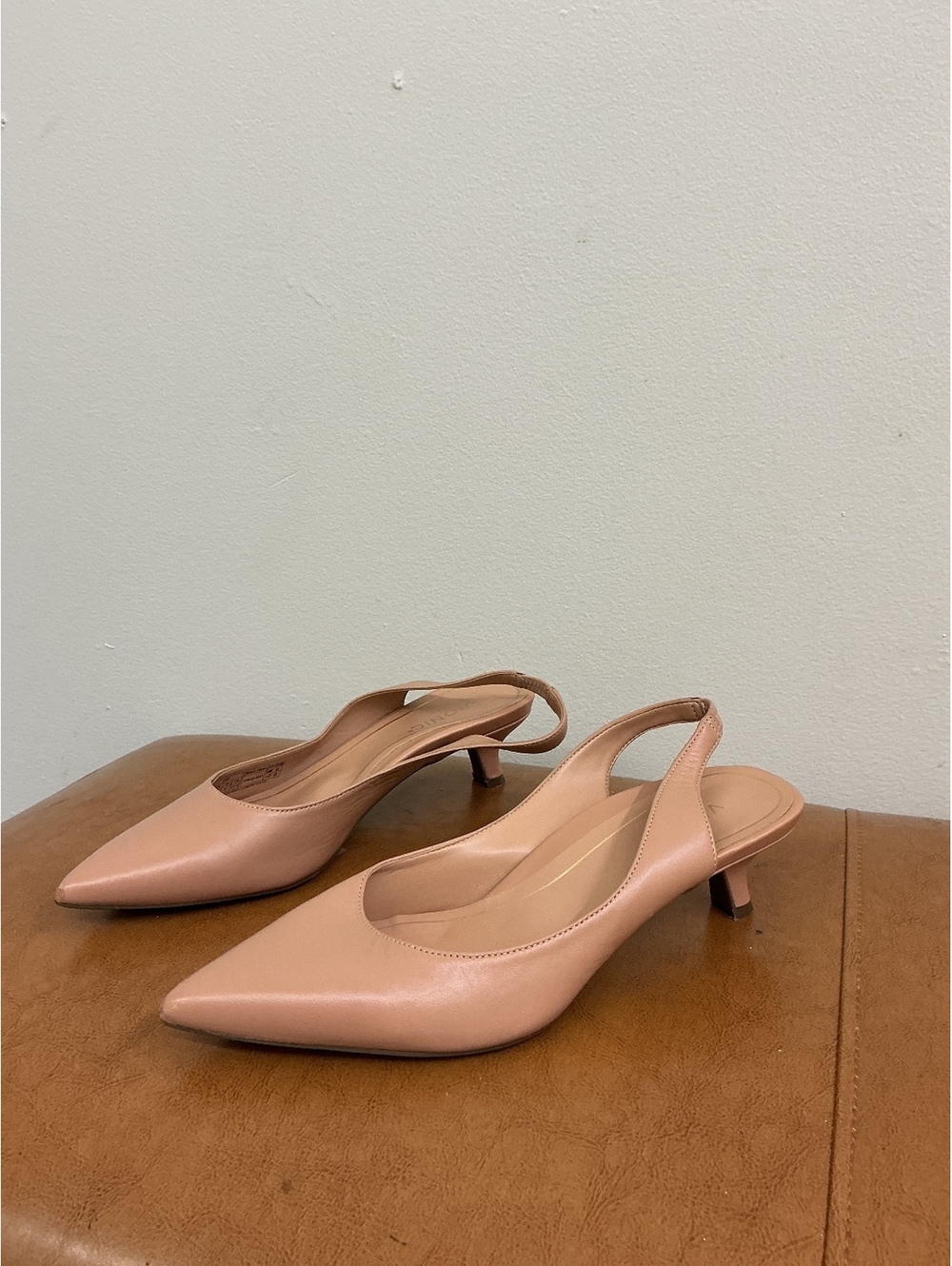 Vionic Ziva Supportive Leather Nude Slingback pointed toe Kitten Heel heel Pumps